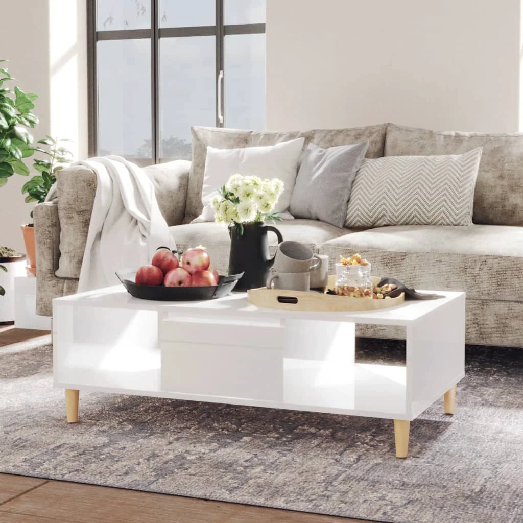 VidaXL Coffee Table 103.5x60x35 cm Smoked Oak Storage for Living Room by vidaXL
