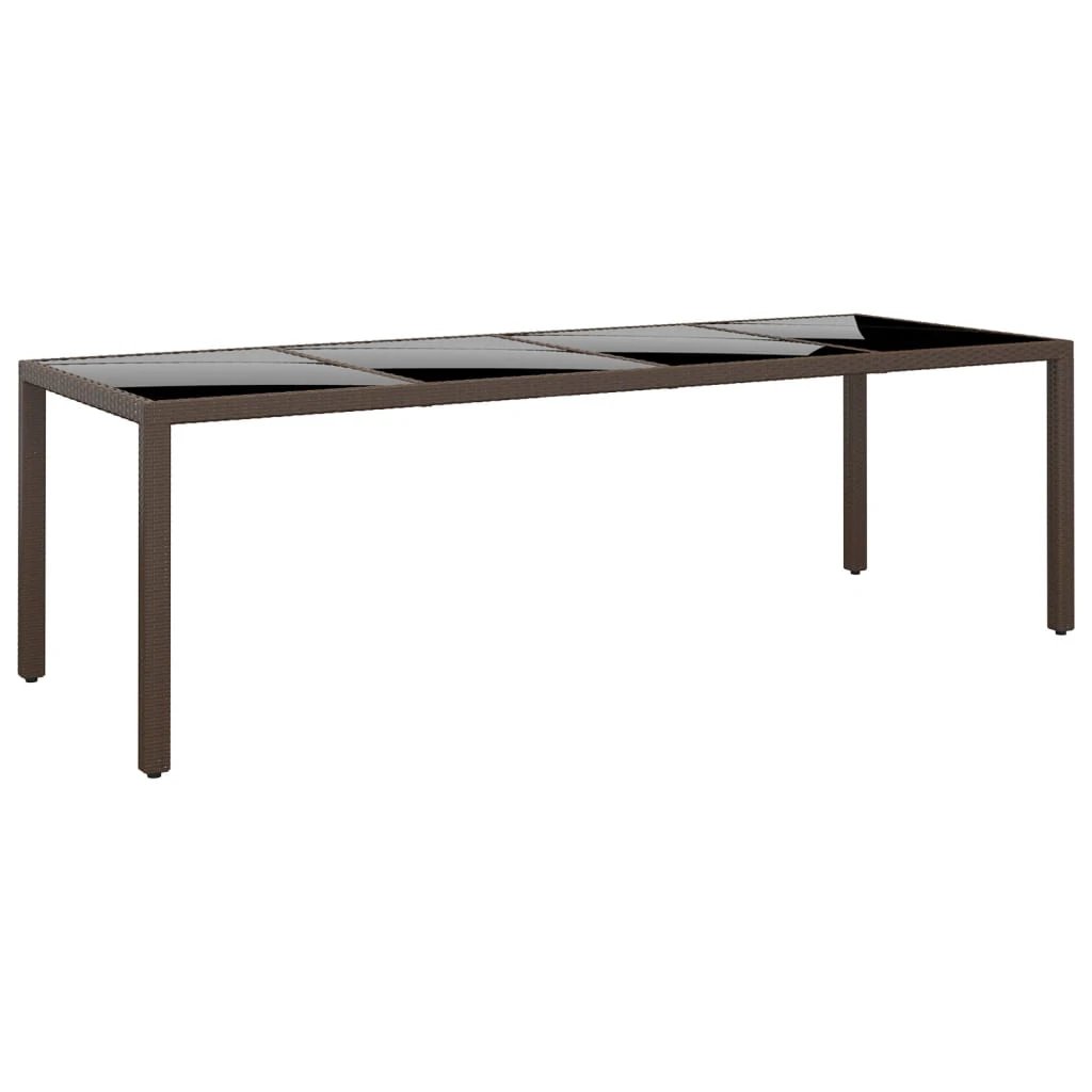 vidaXL Garden Table 250x100x75 cm Tempered Glass and Poly Rattan Black by vidaXL