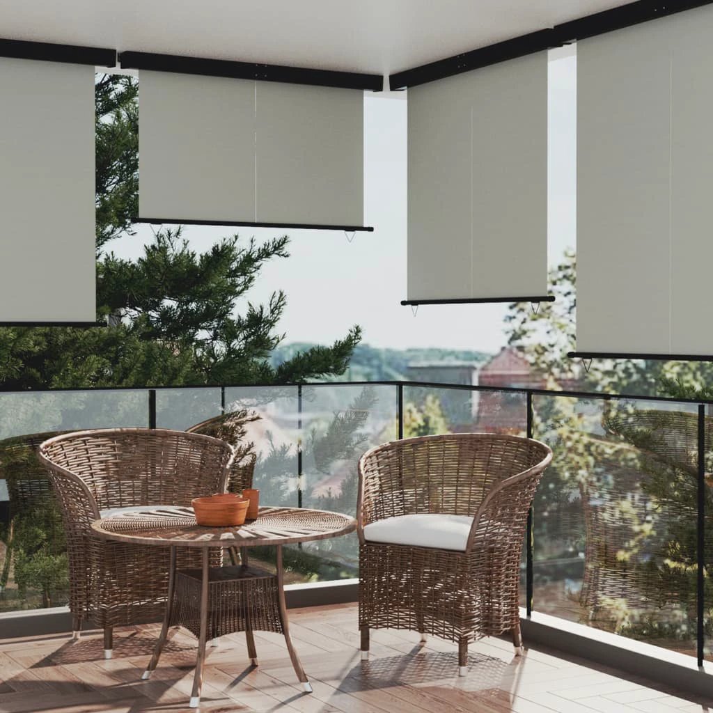vidaXL VidaXL Balcony Side Awning 65x250 cm Black UV Resistant Polyester Aluminium Roller Privacy for Balcony - Cover