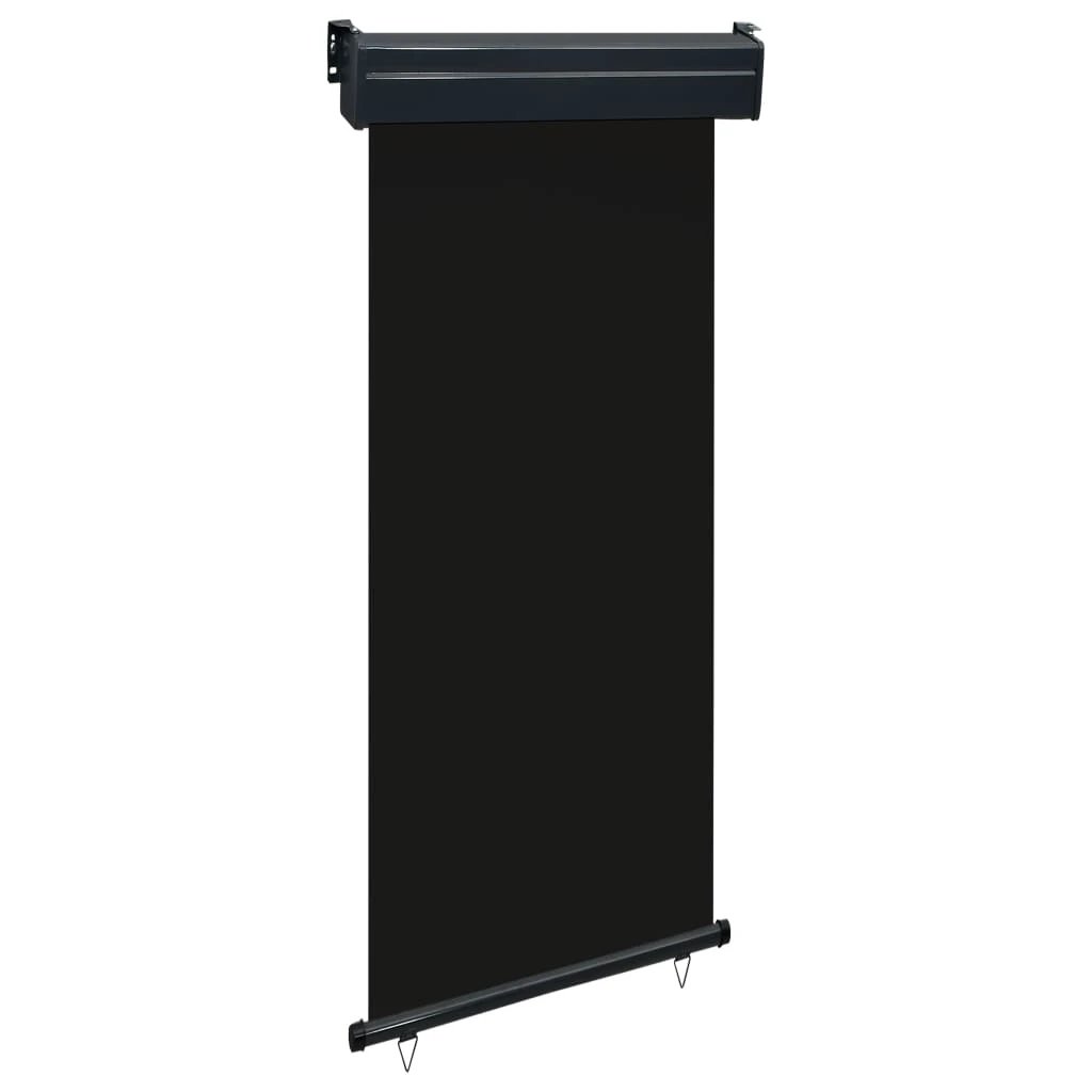 vidaXL VidaXL Balcony Side Awning 65x250 cm Black UV Resistant Polyester Aluminium Roller Privacy for Balcony - Cover