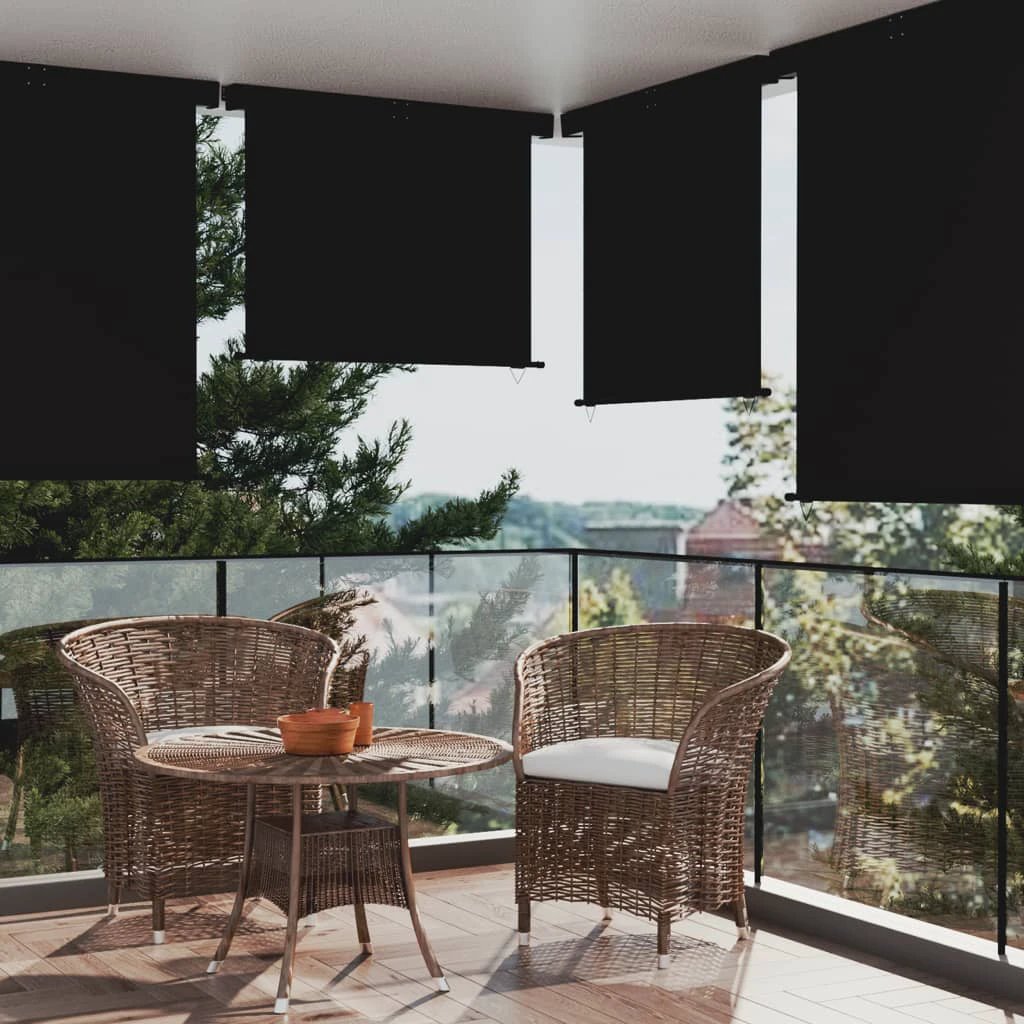vidaXL VidaXL Balcony Side Awning 65x250 cm Black UV Resistant Polyester Aluminium Roller Privacy for Balcony - Cover