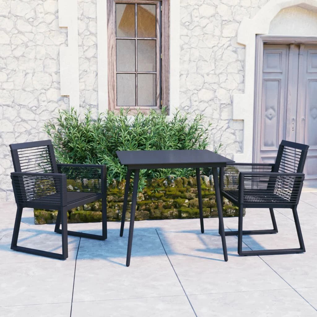 vidaXL vidaXL 3 Piece Outdoor Dining Set PVC Rattan Black - Garden Set