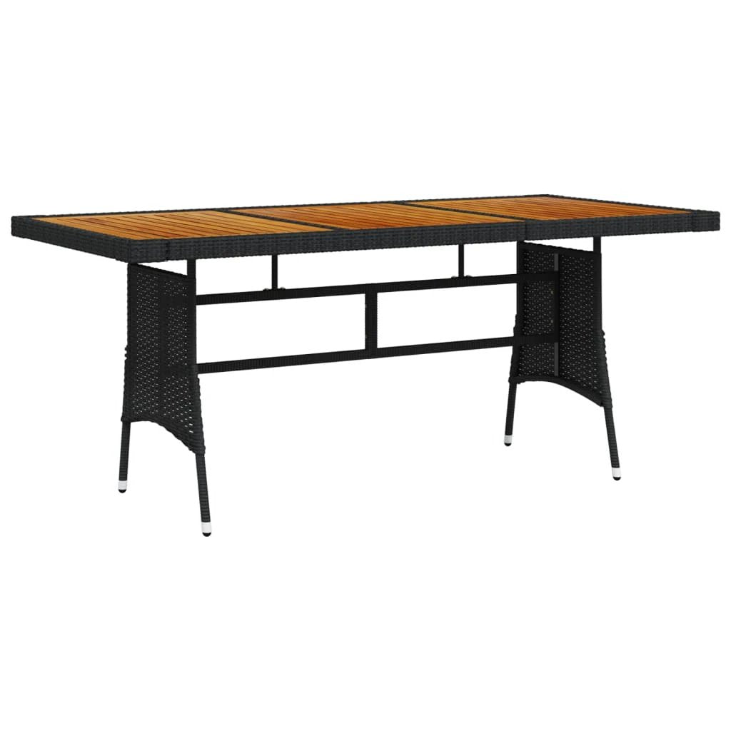vidaXL Garden Table Black 70x70x72 cm Poly Rattan & Solid Acacia Wood by vidaXL