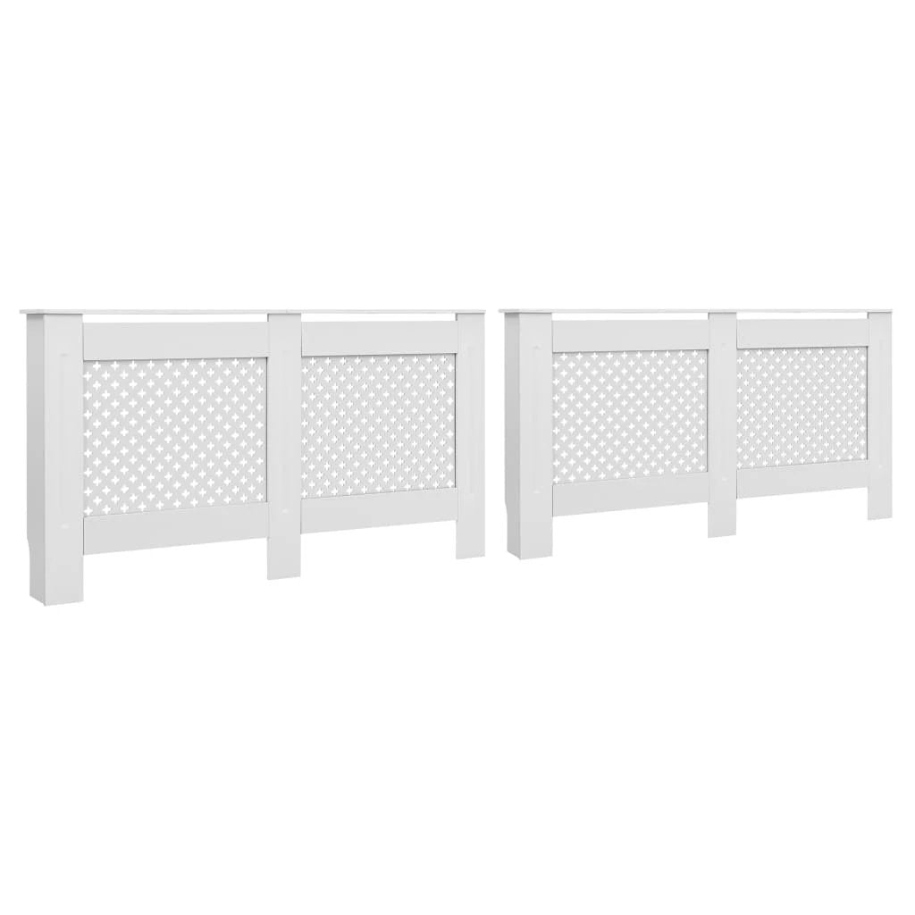 vidaXL VidaXL MDF Radiator Cover White 205 cm Slatted Ventilated Cabinet For Living Room Decor - Radiator