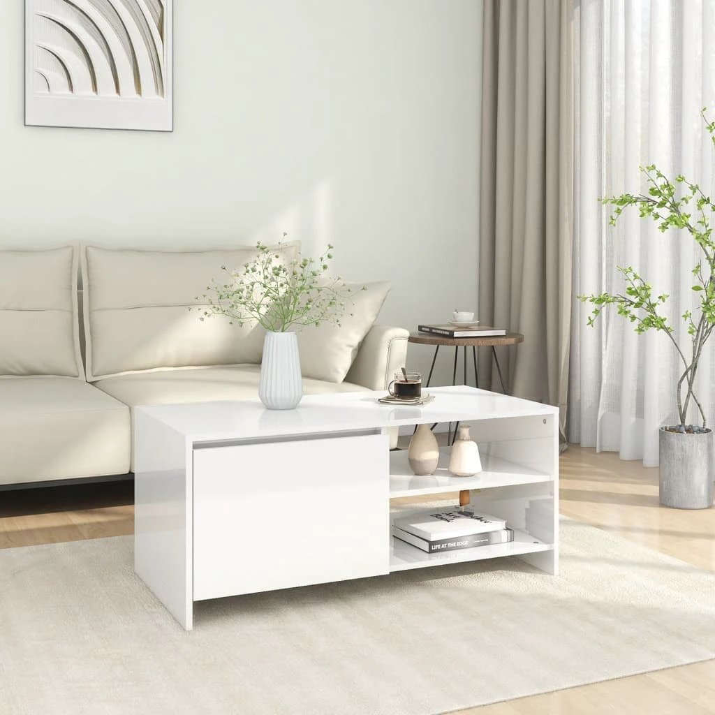 vidaXL Coffee Table 102x50x45 cm Engineered Wood With Smoked Oak Finish And Storage For Living Room by vidaXL