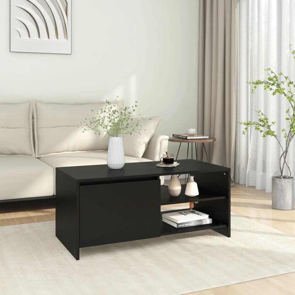 vidaXL Coffee Table 102x50x45 cm Engineered Wood With Smoked Oak Finish And Storage For Living Room by vidaXL