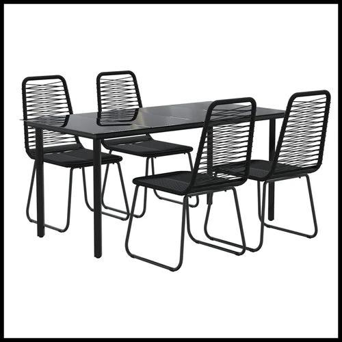 vidaXL vidaXL 5 Piece Garden Dining Set 160x80x74 cm Weather-Resistant Black Outdoor Furniture for Patio and Backyard - Garden Set
