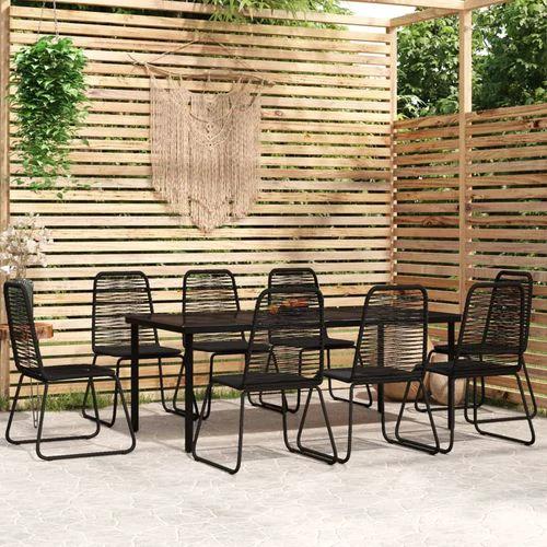 vidaXL 5 Piece Garden Dining Set 160x80x74 cm Weather-Resistant Black Outdoor Furniture for Patio and Backyard by vidaXL