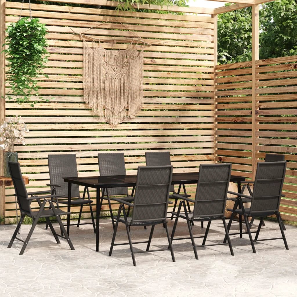 VidaXL 5 Piece Garden Dining Set Black Poly Rattan Weather-Resistant Outdoor Furniture for Patio by vidaXL
