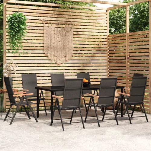 vidaXL vidaXL 5 Piece Garden Dining Set Black and Brown Poly Rattan - Garden Set