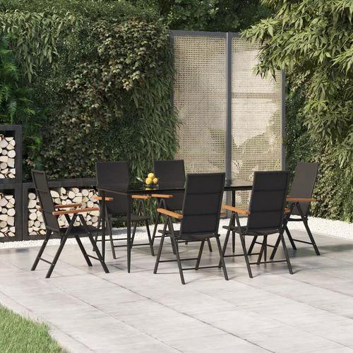 vidaXL 5 Piece Garden Dining Set Black and Brown Poly Rattan by vidaXL
