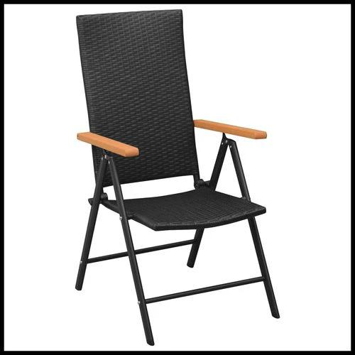 vidaXL vidaXL 5 Piece Garden Dining Set Black and Brown Poly Rattan - Garden Set