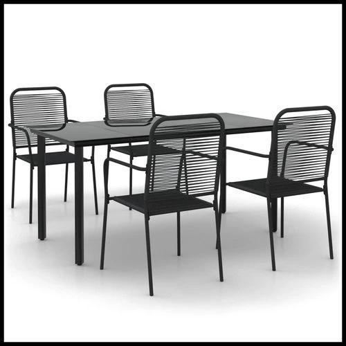vidaXL 5 Piece Garden Dining Set Black Cotton Rope and Steel by vidaXL
