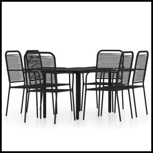 vidaXL 5 Piece Garden Dining Set Black Cotton Rope and Steel by vidaXL