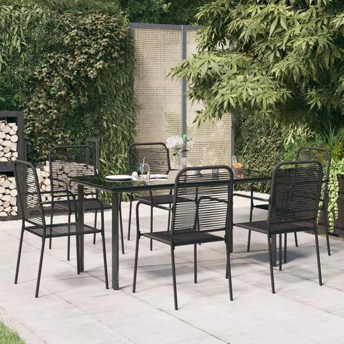 vidaXL 5 Piece Garden Dining Set Black Cotton Rope and Steel by vidaXL