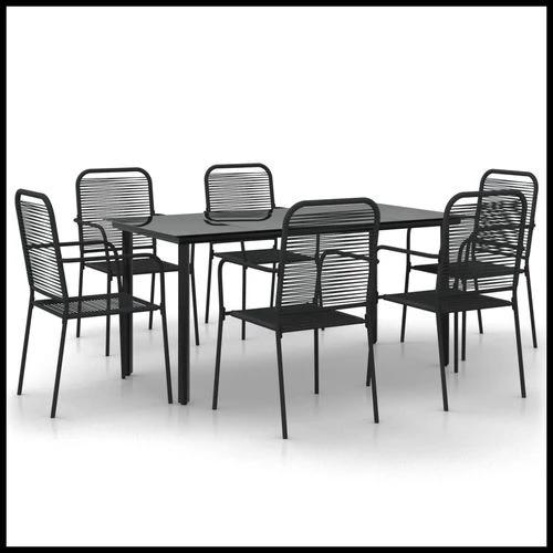 vidaXL 5 Piece Garden Dining Set Black Cotton Rope and Steel by vidaXL