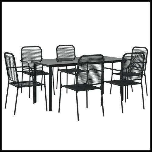 vidaXL 5 Piece Garden Dining Set Black Cotton Rope and Steel by vidaXL