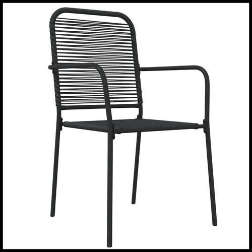 vidaXL 5 Piece Garden Dining Set Black Cotton Rope and Steel by vidaXL