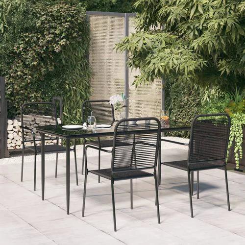 vidaXL 5 Piece Garden Dining Set Black Cotton Rope and Steel by vidaXL