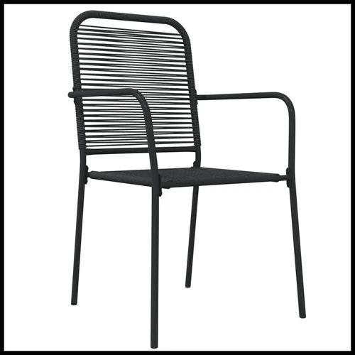 vidaXL 5 Piece Garden Dining Set Black Cotton Rope and Steel by vidaXL