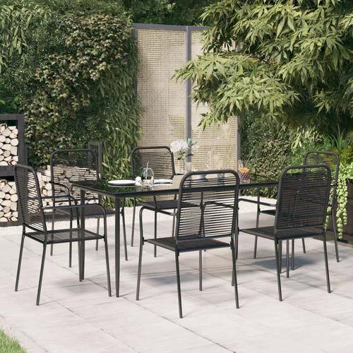 vidaXL 5 Piece Garden Dining Set Black Cotton Rope and Steel by vidaXL