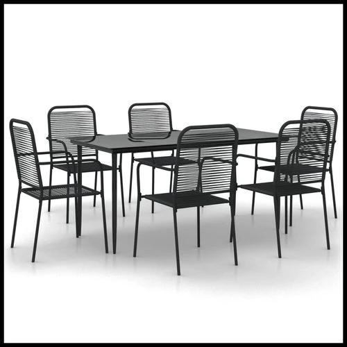 vidaXL vidaXL 5 Piece Garden Dining Set Black Cotton Rope and Steel - Garden Set