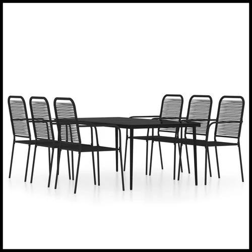 vidaXL vidaXL 5 Piece Garden Dining Set Black Cotton Rope and Steel - Garden Set