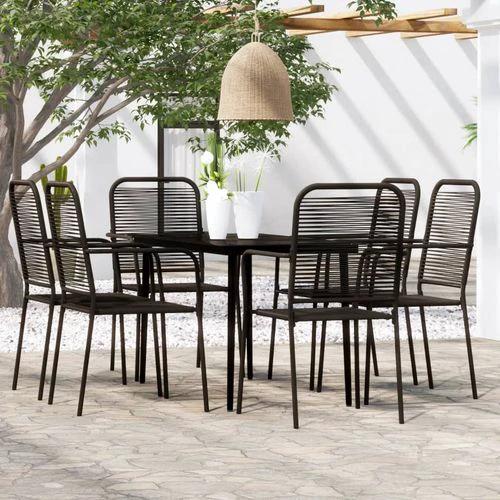vidaXL 5 Piece Garden Dining Set Black Cotton Rope and Steel by vidaXL