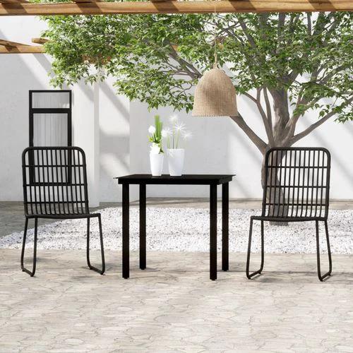 vidaXL 3 Piece Garden Dining Set Oak with Sturdy Steel Frame and Easy Clean Glass Top for Outdoor Entertaining by vidaXL