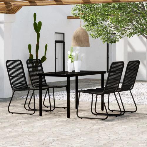 vidaXL vidaXL 3 Piece Garden Dining Set Oak with Sturdy Steel Frame and Easy Clean Glass Top for Outdoor Entertaining - Garden Set