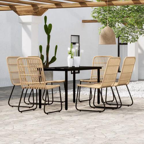 vidaXL vidaXL 3 Piece Garden Dining Set Oak with Sturdy Steel Frame and Easy Clean Glass Top for Outdoor Entertaining - Garden Set