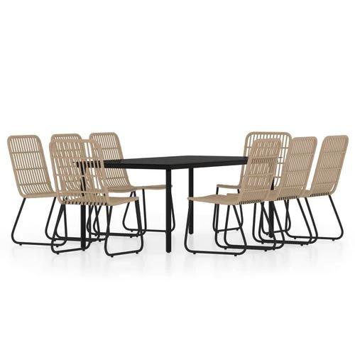 vidaXL 3 Piece Garden Dining Set Oak with Sturdy Steel Frame and Easy Clean Glass Top for Outdoor Entertaining by vidaXL