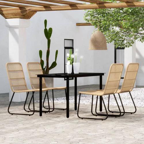 vidaXL 3 Piece Garden Dining Set Oak with Sturdy Steel Frame and Easy Clean Glass Top for Outdoor Entertaining by vidaXL