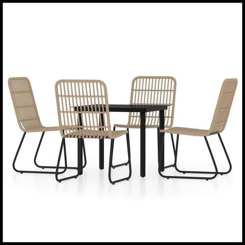 vidaXL 3 Piece Garden Dining Set Oak with Sturdy Steel Frame and Easy Clean Glass Top for Outdoor Entertaining by vidaXL