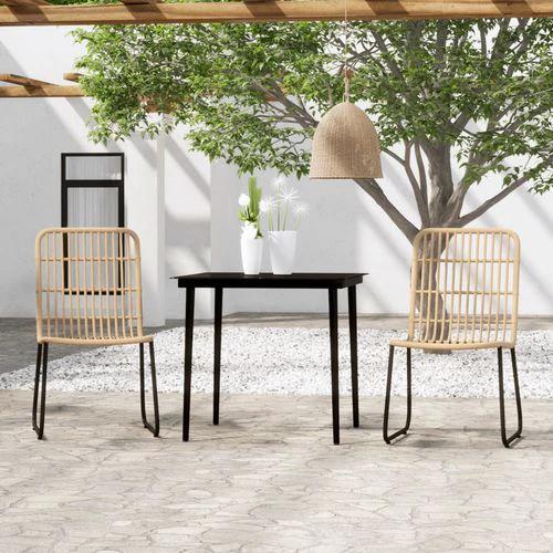 vidaXL 3 Piece Garden Dining Set with Sturdy Steel Frame and Easy Clean Glass Top for Outdoor Entertaining by vidaXL
