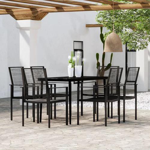 vidaXL 3 Piece Garden Dining Set Durable Powder-Coated Steel Frame with Easy-Clean Glass Top for Stylish Outdoor Gatherings by vidaXL