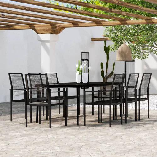 vidaXL 3 Piece Garden Dining Set Durable Powder-Coated Steel Frame with Easy-Clean Glass Top for Stylish Outdoor Gatherings by vidaXL