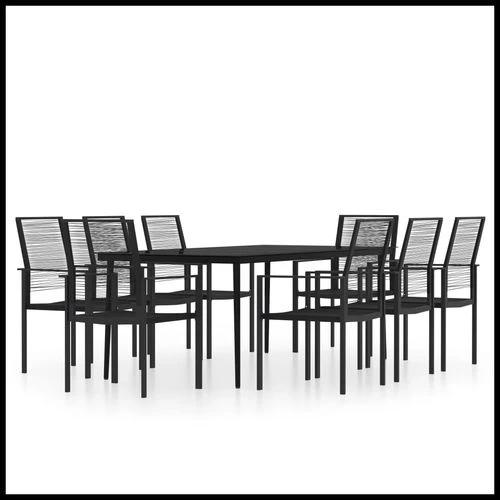 vidaXL 3 Piece Garden Dining Set Durable Powder-Coated Steel Frame with Easy-Clean Glass Top for Stylish Outdoor Gatherings by vidaXL