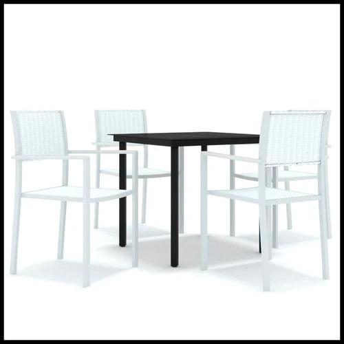vidaXL VidaXL 5 Piece Garden Dining Set 80x80x74 cm Powder-Coated Steel Frame with Rattan Look Chairs for Outdoor Patio and Balcony - Garden Set