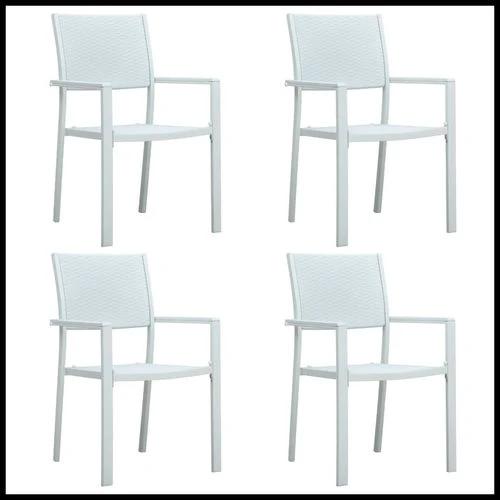 vidaXL VidaXL 5 Piece Garden Dining Set 80x80x74 cm Powder-Coated Steel Frame with Rattan Look Chairs for Outdoor Patio and Balcony - Garden Set