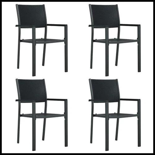 VidaXL 5 Piece Garden Dining Set 80x80x74 cm Powder-Coated Steel Frame with Rattan Look Chairs for Outdoor Patio and Balcony by vidaXL
