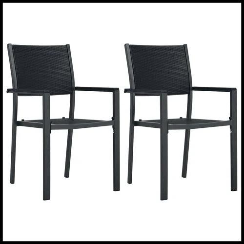 VidaXL 5 Piece Garden Dining Set 80x80x74 cm Powder-Coated Steel Frame with Rattan Look Chairs for Outdoor Patio and Balcony by vidaXL