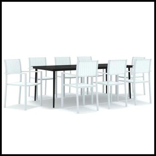 vidaXL vidaXL 5 Piece Garden Dining Set with Sturdy Steel Frame and Smooth Glass Top for Stylish Outdoor Gatherings - Garden Set