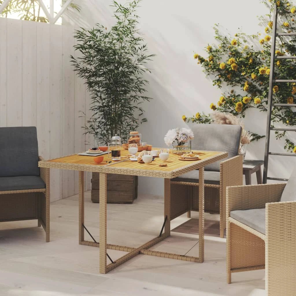 vidaXL vidaXL Garden Table Black 109x107x74 cm Poly Rattan&Solid Wood Acacia - Garden Table