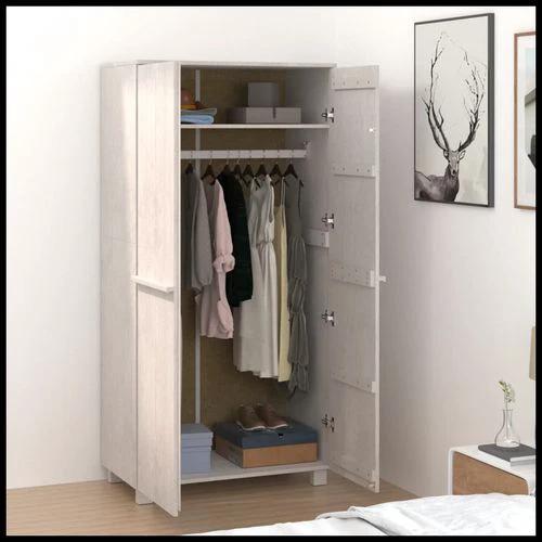 vidaXL Solid Pine Wood Wardrobe 89x50x180 cm Honey Brown with Hanging Rod for Organized Clothing Storage by vidaXL