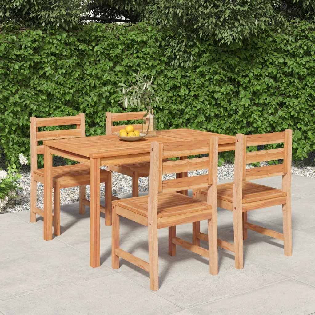 VidaXL Garden Dining Set Three-Piece Compact Teak Solid Wood Kiln-Dried Finish For Outdoor Patio by vidaXL