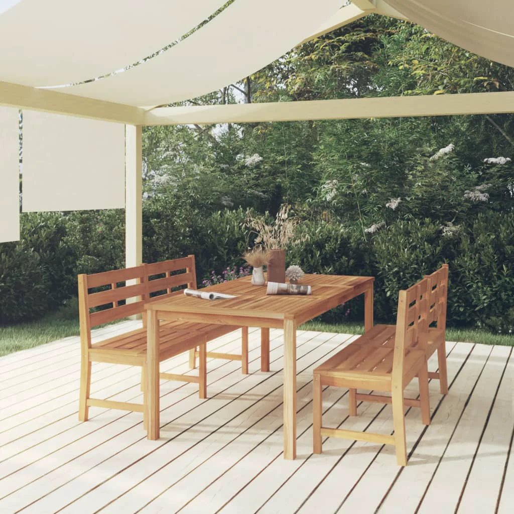 VidaXL Garden Dining Set Three-Piece Compact Teak Solid Wood Kiln-Dried Finish For Outdoor Patio by vidaXL