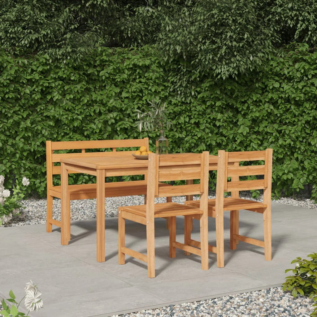 VidaXL Garden Dining Set Three-Piece Compact Teak Solid Wood Kiln-Dried Finish For Outdoor Patio by vidaXL