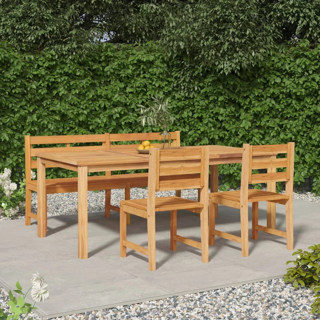VidaXL Garden Dining Set Three-Piece Compact Teak Solid Wood Kiln-Dried Finish For Outdoor Patio by vidaXL