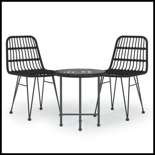 vidaXL vidaXL 3 Piece Garden Dining Set with Weather Resistant Poly Rattan for Outdoor Entertaining - Garden Set